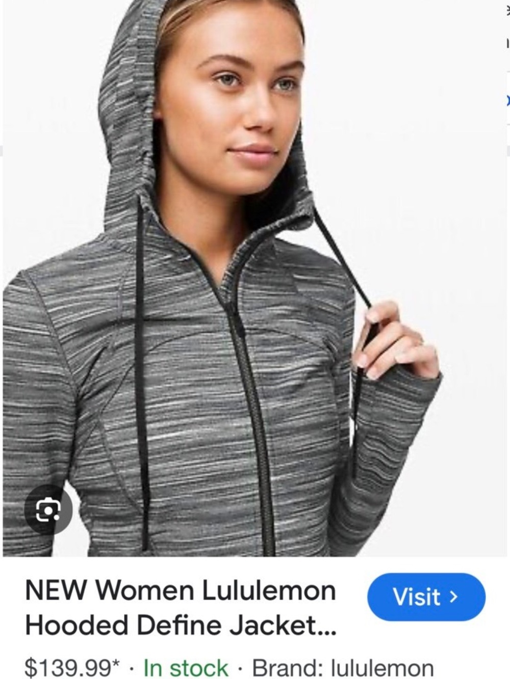 lululemon athletica Striped Hooded Zip Jacket - Heathered Black/Gray